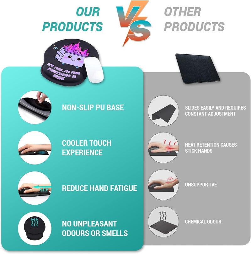 Hancynir Ergonomic Mouse Pad with Wrist Support, Cute Funny Gel Mouse Pads Wrist Rest, Dumpster on Fire Comfortable Computer Mousepad for Gaming Laptop Work Home Desk Accessories Office Supplies Decor - Image 3